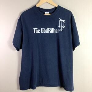 Funny The GodFather Movie baby baptism T Shirt Navy Blue White XL